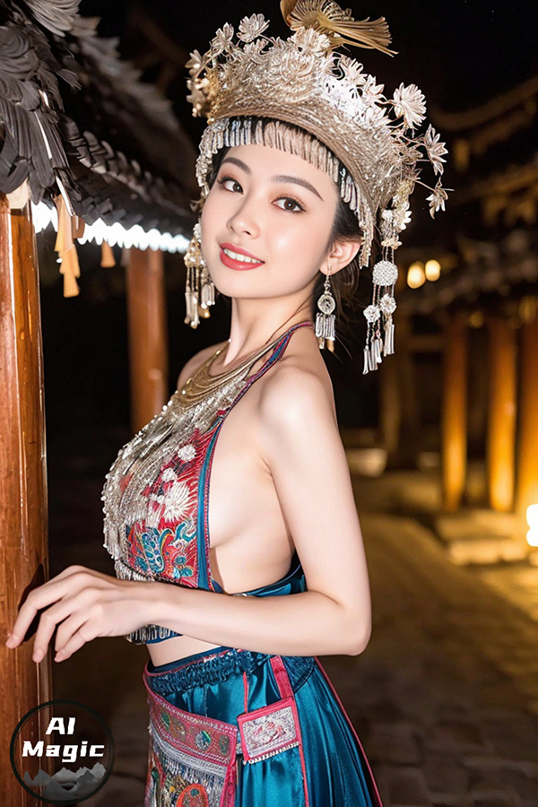 精致美图美翻天 秀 盛装的苗族尤物 之 AI魔法 P.1 
