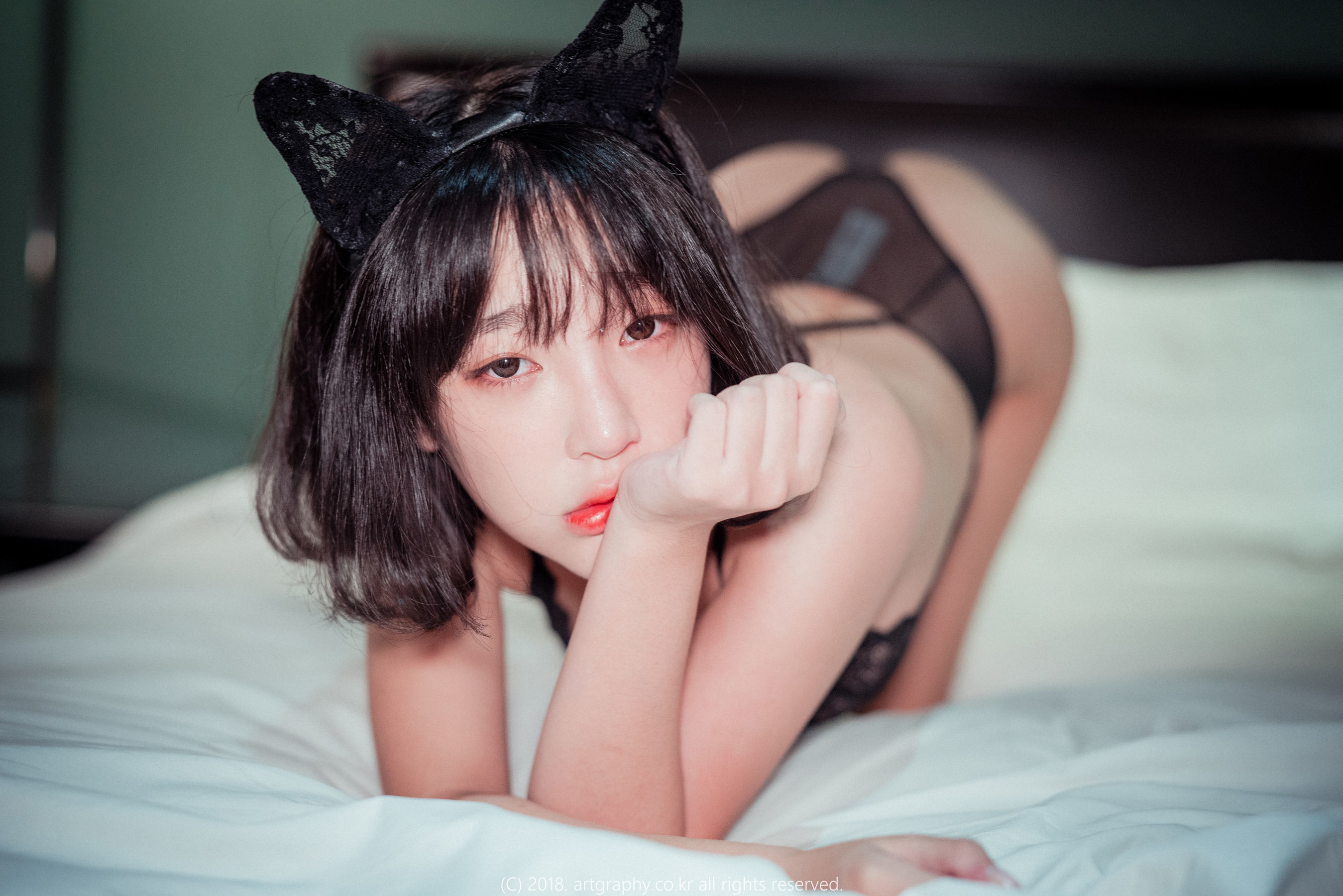 [ARTGRAVIA] VOL.034 姜仁卿 – 蕾丝猫女 日韩美图-第1张
