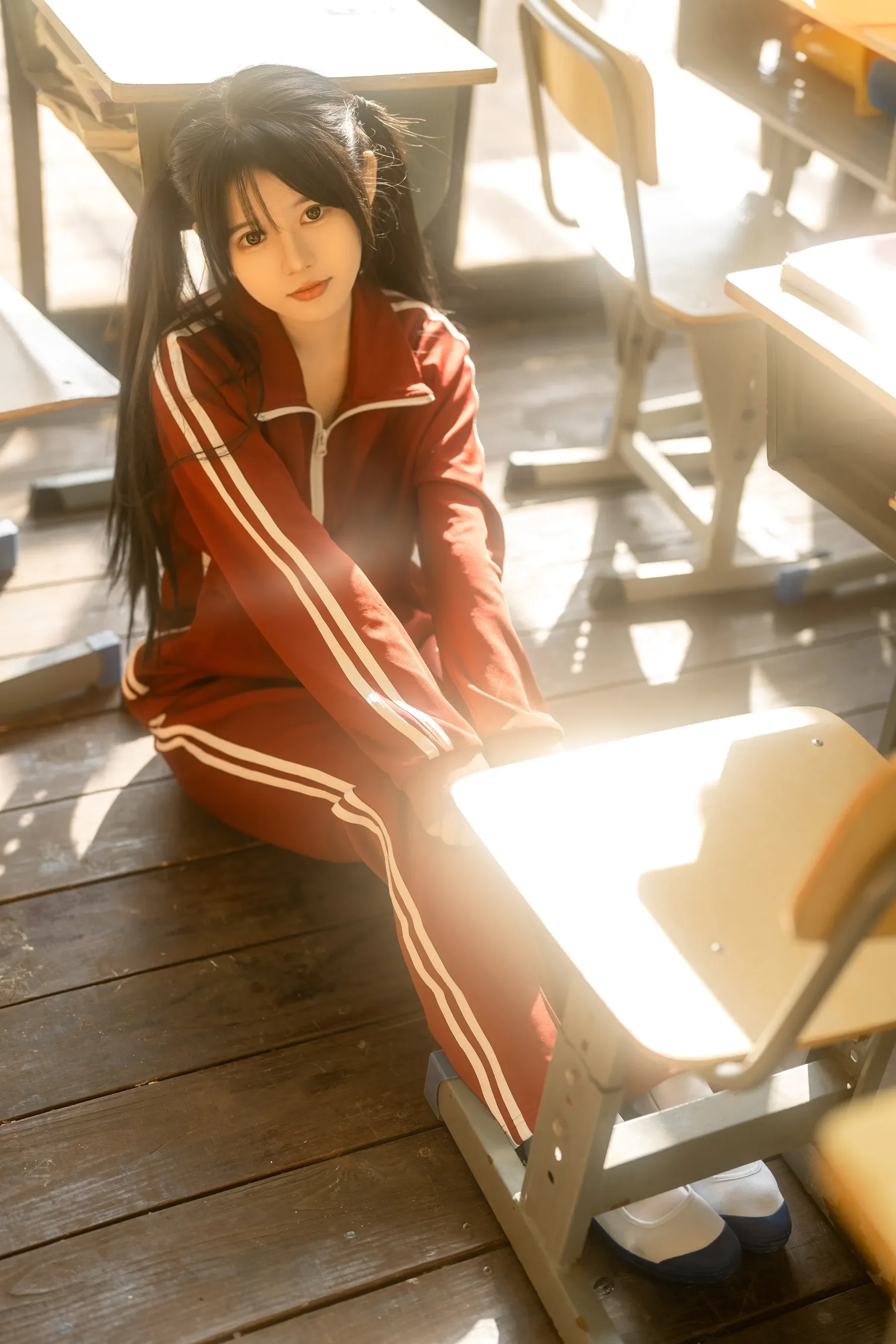 rua阮阮 – 课间阳光-红色校服 Cosplay-第1张