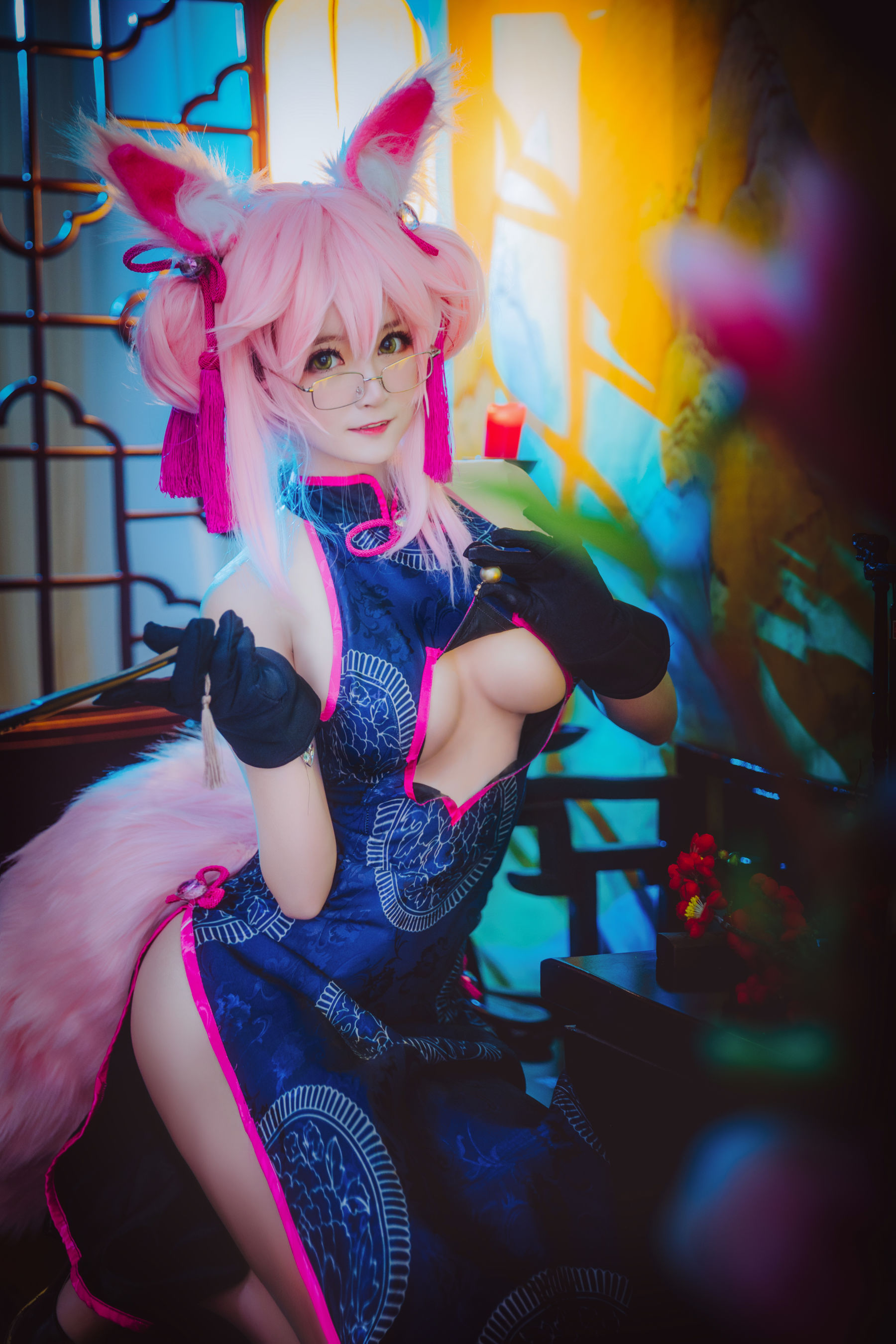 [Cosplay写真] 萌宠博主yui金鱼 – 旗袍 玉藻前 Cosplay-第1张