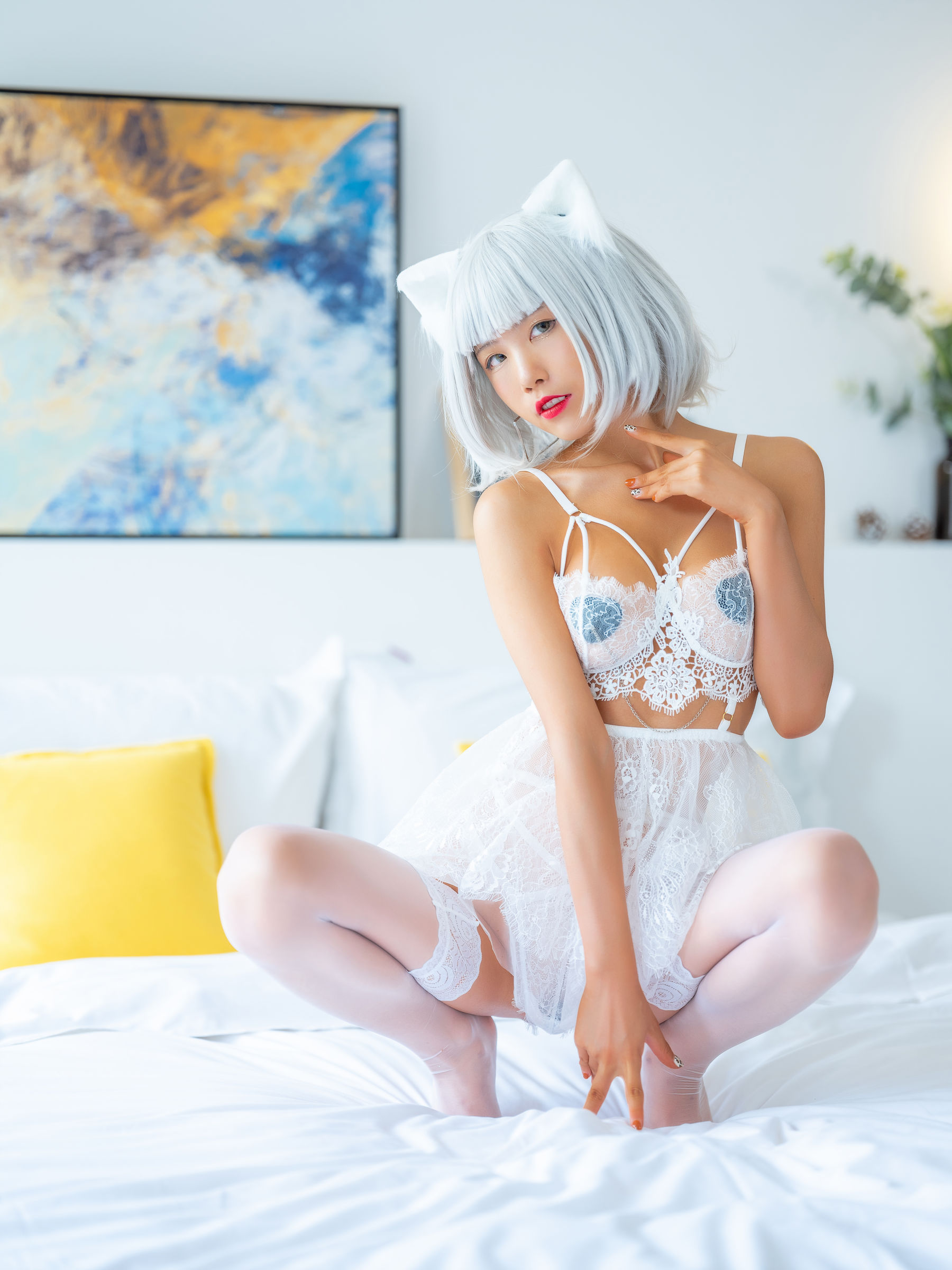 动漫博主水淼aqua 白猫 Cosplay-第1张